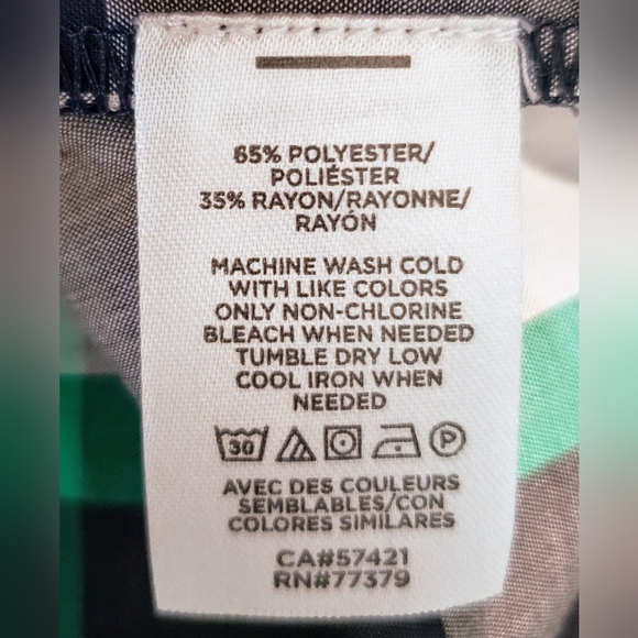 Ann Taylor Plaid Ruched Square Neck Top Size Large Black Green White Bra… - Picture 10 of 16